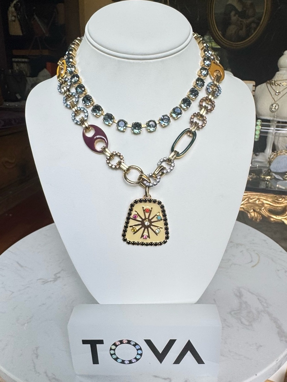 TOVA mixed link with enamel and crystal links featuring my favorite medallion